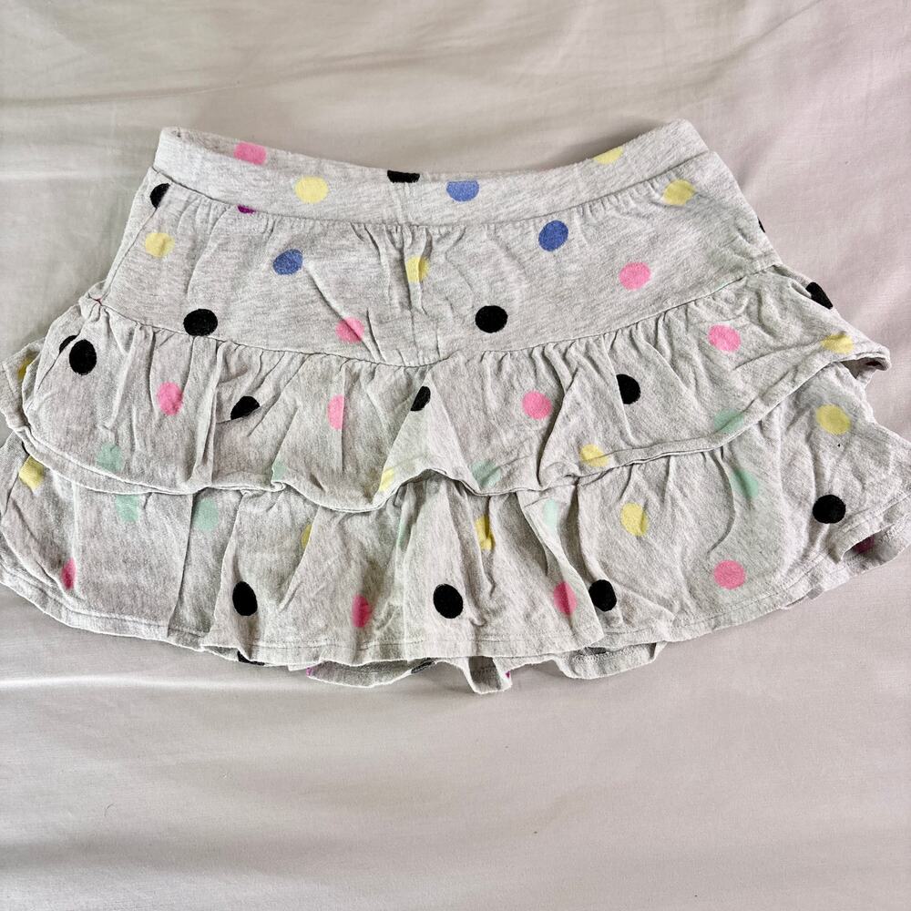 Y2K Girls Grey Polka Dot Mini Skirt Large 10 12